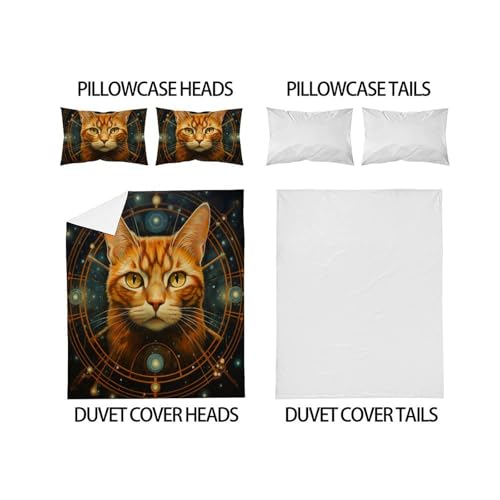 Housse de couette chat en microfibre anti-plis avec zip