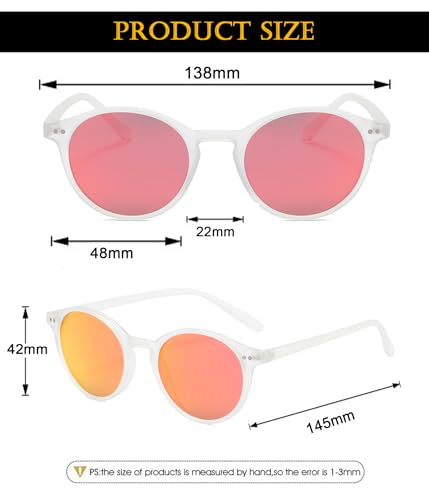Image of EYLRIM Classic Polarized Round Sunglasses for Women Men Vintage Style Lightweight Circle Frame Sun Glasses