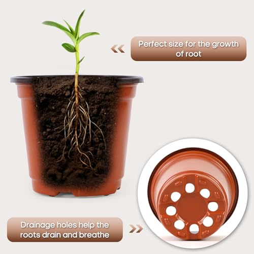 Hemikaki 300 Pack 4 Inch Plastic Nursery Pots for Plants, Small Seedling Pots Succulent Pots Flower Pots with Drainage Holes, Come with 300pcs Plant Labels by Hemikaki - Image 3