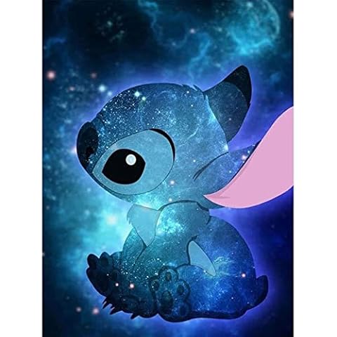 PVOODIRE 5D Stitch Diamond Painting Art Kits for Adults and Kids,DIY Stitch Diamond Art Painting Stitch Kits,Stitch Crystal Diamond Painting Art Kits for Gift and Home Wall Decor 30x40cm Cover
