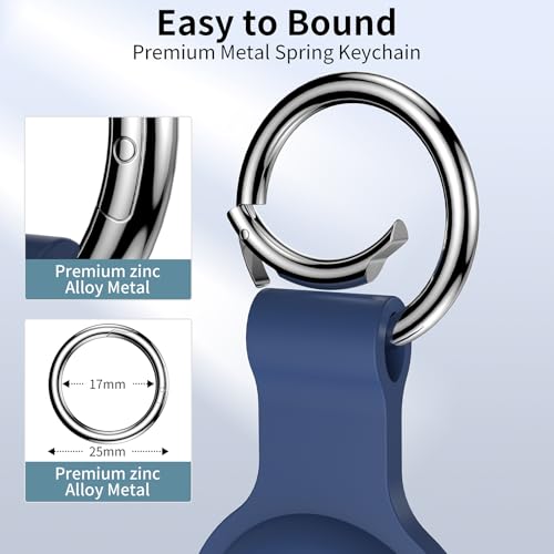 HATALKIN Case Compatible with Apple AirTags Case Keychain Air tag Holder Air Tag Key Ring Cases Airtag Key Chain Loop Holders Silicone Black/White/Blue/Red