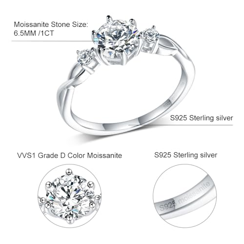 VOLUKA White Gold Plated 925 Silver Moissaite Ring For Women 0.5CT - 1CT Lab Diamond Promise Ring Wedding Engagement Silver Moissanite Ring3