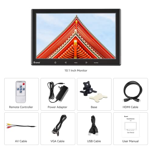 Eyoyo 10 Inch Monitor, 1024X600 Small Hdmi Monitor, Hdmi Vga Av Monitor With Remote Control & Speaker, Portable Display For Gaming Raspi Pc Dvd Car #TOP6