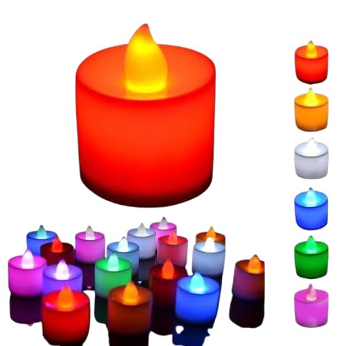 Drumstone® 𝗦𝗽𝗲𝗰𝗶𝗮𝗹 5 𝗬𝗲𝗮𝗿 𝗪𝗮𝗿𝗿𝗮𝗻𝘁𝘆 Battery Operated LED Candle Lights (Multicolour) – Pack of 12 | Plastic/Fiber Flameless Tealight Candles for Home Décor, Festivals, Parties-image-39