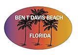 R and R Imports Ben T Davis Beach Florida Souvenir Palm Trees Surfing Trendy Oval Decal Sticker