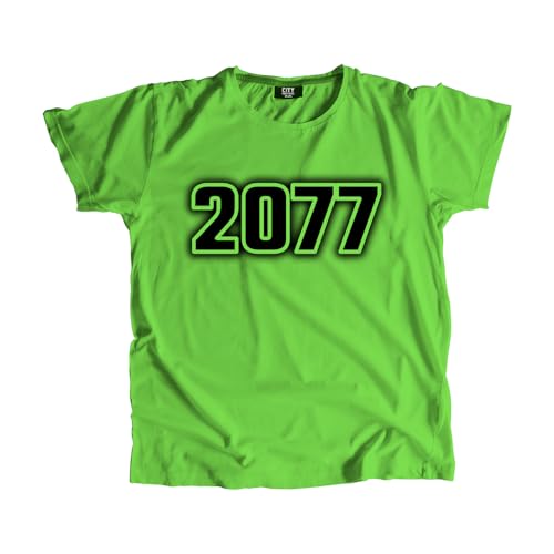 T-shirt 2077 pour homme et femme look cyberpunk au style futuriste urbain