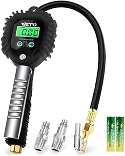WZTO Digital Tyre Pressure Gauge 255 PSI High Precision 4 Settings Tyre Pressure Gauge With Backlit LCD Screen For All Vehicles Truck Motorcycle Black