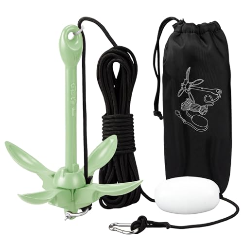 Image of MorningRo 1 Pack 1.5 /3.5 lb Marine Kayak Anchor Kit with 40ft Rope and Buoy Folding Grapnel Boat Anchor Kit Kayak Fishing Accessories for Small Boats, Canoe, SUP Paddle Boards