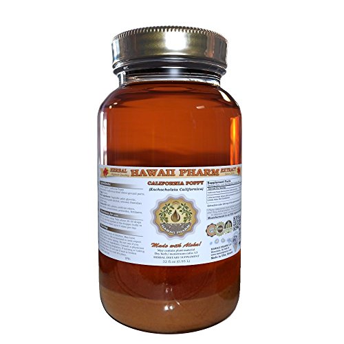 HawaiiPharm Certified Organic California Poppy (Eschscholzia Californica) Liquid Extract 32 oz Unfiltered