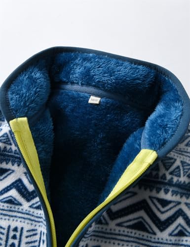 Image of Kids Printed Fleece Jacket Sherpa Lined Lightweight Zip | Toddler Baby Boys Girls Autumn Winter Warm Outerwear Soft Polar Fleece Car Seat Friendly Zip Up Coat