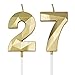 27th & 72nd Birthday Candles for Cake, Gold Number 27 72 3D Diamond Shaped Candle Birthday Decorations Party Supplies for Women or Men