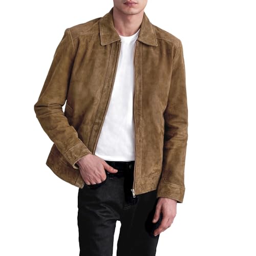 Men's Suede Shirt Zipper Jacket Full Zip Casual Vintage Jackets Suede Leather Jackets for Mens2