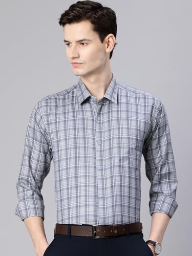 Image of Majestic Man Men's Pure Cotton Slim Fit Checkred Full Sleeve Classic Collar Everyday Formal Shirt