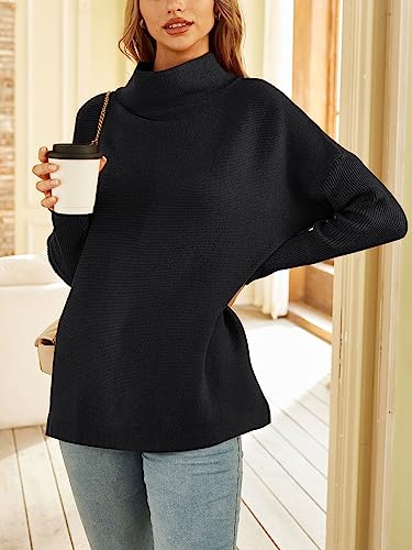 LILLUSORY Women's Mock Turtleneck Sweaters Oversized Long Sleeve Casual Knit Pullover 2025 Tunic Tops Wear with Leggings2
