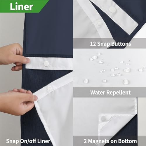eachope No Hook Fabric Shower Curtain with Snap-in Liner,54x80 Navy Blue by eachope - Used condition - Image 6