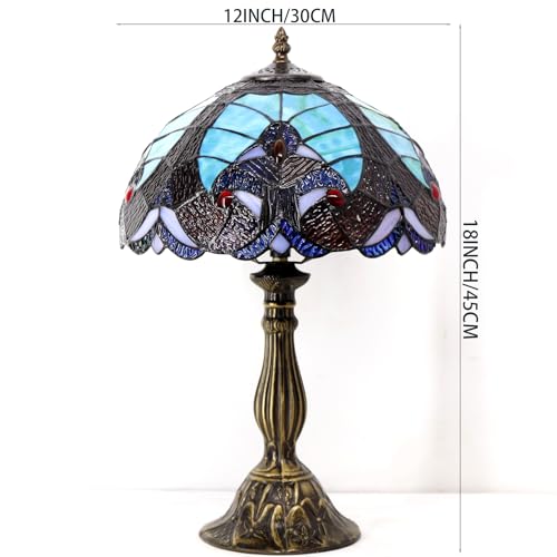 Image of WERFACTORY Tiffany Style Lamp Green Liaison Stained Glass Table Lamp