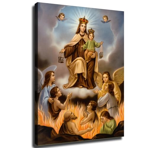 Virgin Mary of Carmen Poster Canvas Wall Art Print Picture Oil Painting Aesthetic Children's Room Bedroom Living Room Home Decor (08x10inch Unframed)