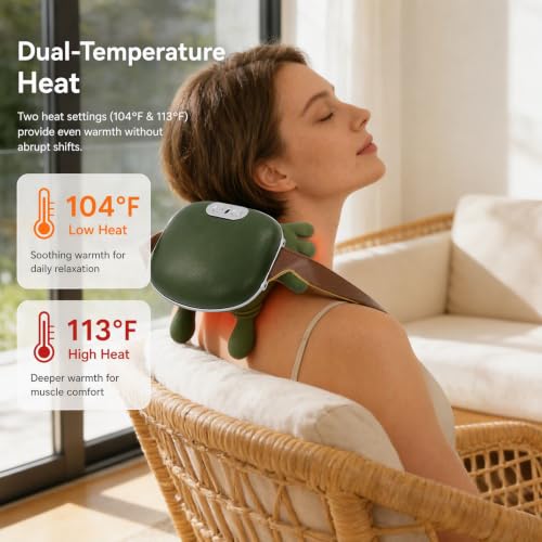Image of Neck and Shoulder Massager, 4D Hand-Mimic Massage Heated Massager, Neck Massager with Fingers for Comfort, Relax Muscle Tension (Green)