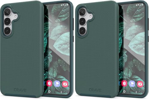 Image of Crave Compatible with Samsung Galaxy S25 FE Case, Shockproof Protection Dual Layer Case for Samsung Galaxy S25 FE (6.7 inch) - Forest Green (Pack of 2)