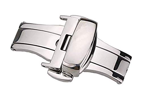 18mm de Gama Alta de Acero Inoxidable muñeca Reloj Hebilla de reemplazo Pulido Broche de despliegue para la Banda de Reloj en Plata
