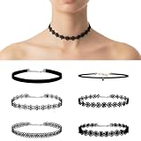 NTSDD 6 Pcs Black Choker Necklace Set for Women, Velvet Lace Gothic