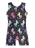 Girls Leotards For Gymnastics Hip Hop Dance Clothes 5t Size 5-6 Years Shorts Biketard Sparkly Outfits For Tumbling Unicorn Stars Starry