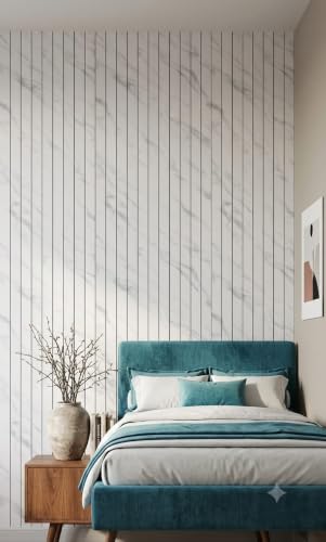 Image of RoseCraft 3D PVC SELF Adhesive Wooden Wall Panel Louver Fluted Panel Design Flexible Wallpaper ROLL - Waterproof PVC, DIY Easy‑Install (60cm x 280cm)