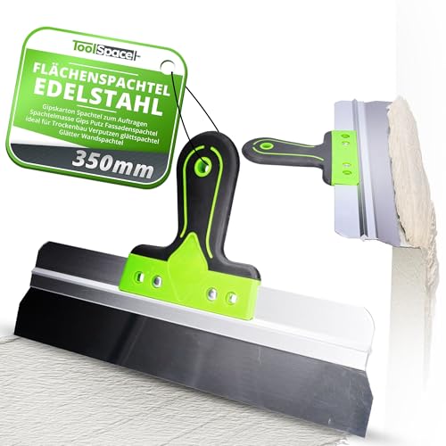 ToolSpace Flächenspachtel Edelstahl Breitspachtel 350 mm Trockenbau Spachtel Gipskarton zum Auftragen Spachtelmasse Gips Putz Fassadenspachtel ideal für Verputzen glättspachtel Glätter Wandspachtel