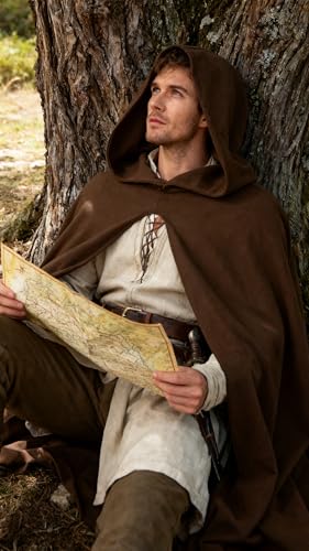 JPXH Cloak with Hood Medieval Renaissance Cape for Men and Women Halloween Cosplay Costume