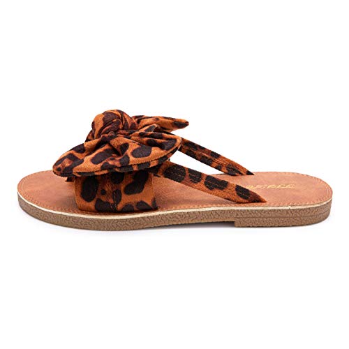 Image of FISACE Womens Bow Flat Sandals Flip Flops Slide Sandals Summer Beach Shoes