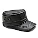 Yosang Men's Vintage Genuine Leather Military Cadet Cap Army Style Adjustable Black Hats