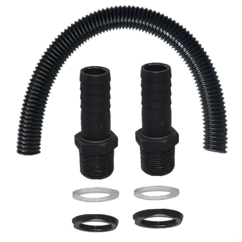 Kit de conexión para barriles de agua de lluvia – Manguera ondulada flexible de 38 mm con 2 conectores, tuercas y juntas para conectar dos contenedores o contenedores de agua de lluvia (1 m)