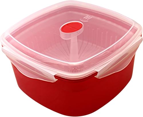 Microwave Vegetable Steamer Cooker for Healthy Cooking and Quick Meals, Cook Vegetables, Fish & Poultry, BPA-Free with Removable Strainer and Locking Vent Lid, 2.47L by Dependable Industries (Gray)