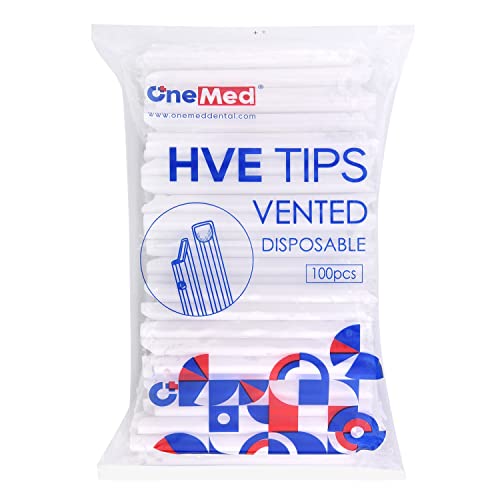 Onemed High Volume Evacuator Tips 100 Pcs/Bag Hve Disposable High Volume Suction Vented Aspirator (100, White) #TOP1