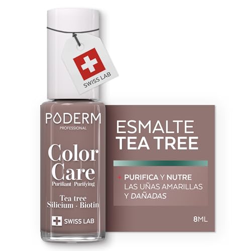 PODERM - ESMALTE DE UÑAS TEA TREE PARA HONGOS DE UÑAS - COLOR TOPO - TRATAR LAS UÑAS AMARILLAS/DAÑADAS - Esmastas-cuidado - Previene y trata HONGOS - CUIDADO 2 IN 1 - FÓRMULA ÚNICA - Hecho en Suiza