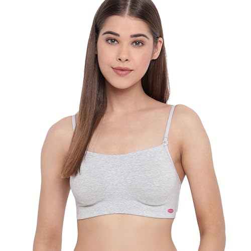 Image of Enamor Moulded Double Layer Front Women's Cotton Cami Bra - Detachable Slim Straps with Back Keyhole, Non Padded, Wirefree, High Coverage - A022