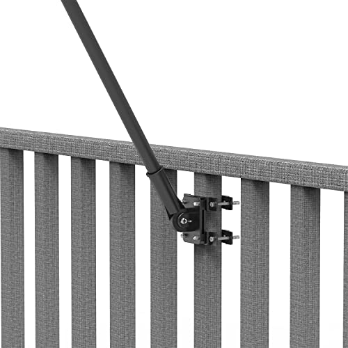 Yaarhej No Drill Flag Pole Holder For Railing,Flag Pole Mount For Porch & Fence Rail, Apartment Balcony,Square Or Round Railing-Two Installation Methods-With Silicone Pads,For 1” Flagpole (Black) #TOP6