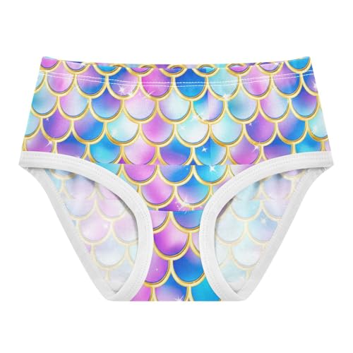 Joisal Neon Mermaid Scales Little Girl Panties Girls Underwear Toddler Cotton Pattern Kids Briefs Undies 2t