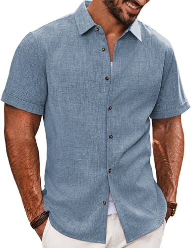 PJ PAUL JONES Mens Casual Shirts Short Sleeve Button Down Shirt Lightweight Summer Shirts