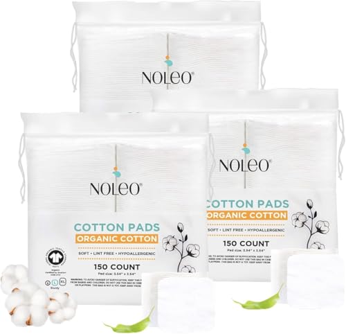 Organic Cotton Pads 450 Count (Pack of 3), Large & Pressed