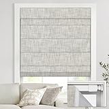 UNISHADES no Drill Cordless Roman Shades for Windows, 20' W × 64' H - 100% Blackout - Linen - Beige