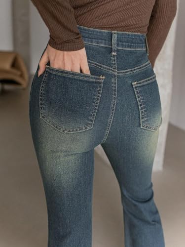 Image of GRECIILOOKS Women High Rise High Waist Jeans Wide Leg Straight Fit Denim | Baggy Cargo Style Casual Pants Daily College Wear