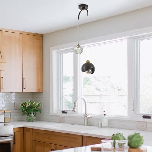 VANZARLA 2 - Light Modern Pendant Light with Crystal Accent, Black Pendant Light Hallway, Unique Hanging Light Fixture for Entryway Bedroom Kitchen Island - Image 8