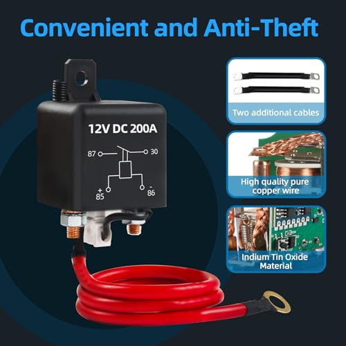 Remote Battery Disconnect Switch,12V 200A Upgraded,Kill Switch for Car, Truck DC Auto RV,Car Battery Disconnect Switch, Anti Theft
