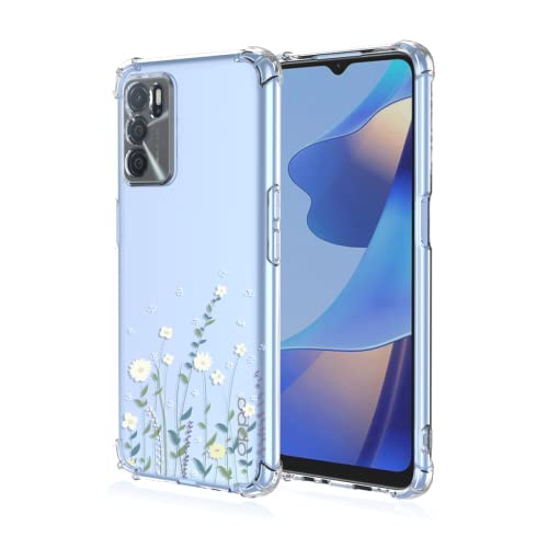 Honlen Custodia Per Oppo A16 / Oppo A16S / Oppo A54S Case, (6.52" Inches) Trasparente Sfumato Tpu Silicone Progettata, 4 Angoli Rinforzati Case - Fior