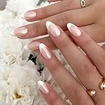 LOPHE Unghie Finte Francese, 24 Pezzi Naturali Unghie Adesive con Bordo Bianco Disegno, Unghie Finte Copertura Completa Nude Naturali, per Donne e Ragazze per Nail Art