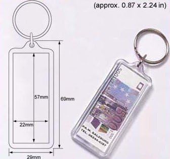 50 Pcs of Blank Clear Acrylic Keyring 22x57mm (Approx. 0.87 x 2.24 inches) Photo Insert Craft Keychain NA704