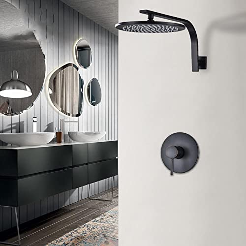 Ensemble de robinets de douche de salle de bain en bronze noir haut de gamme et mitigeur 12"