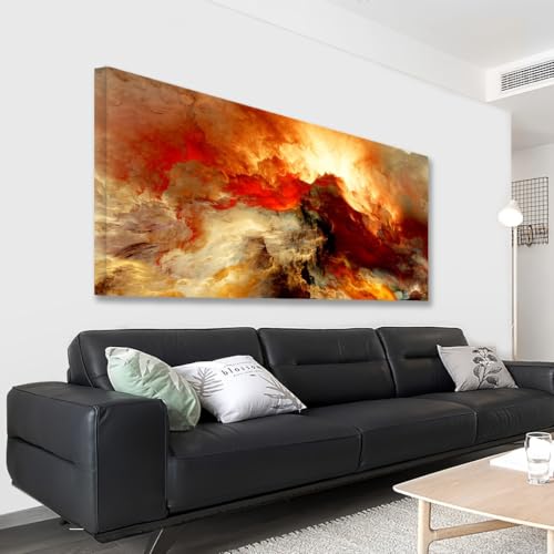 Tableau abstrait orange fluide 50x100cm pour illuminer le salon - 4
