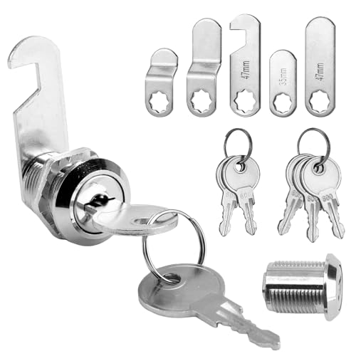 Serratura per Cassetta Lettere con 4 Chiavi e 5 Piastre di Serratura - Serratura a Camme in Lega di Zinco Ø18mm - Protezione per Cassetti, Armadi, Cassette Attrezzi - Resistente alla Corrosione